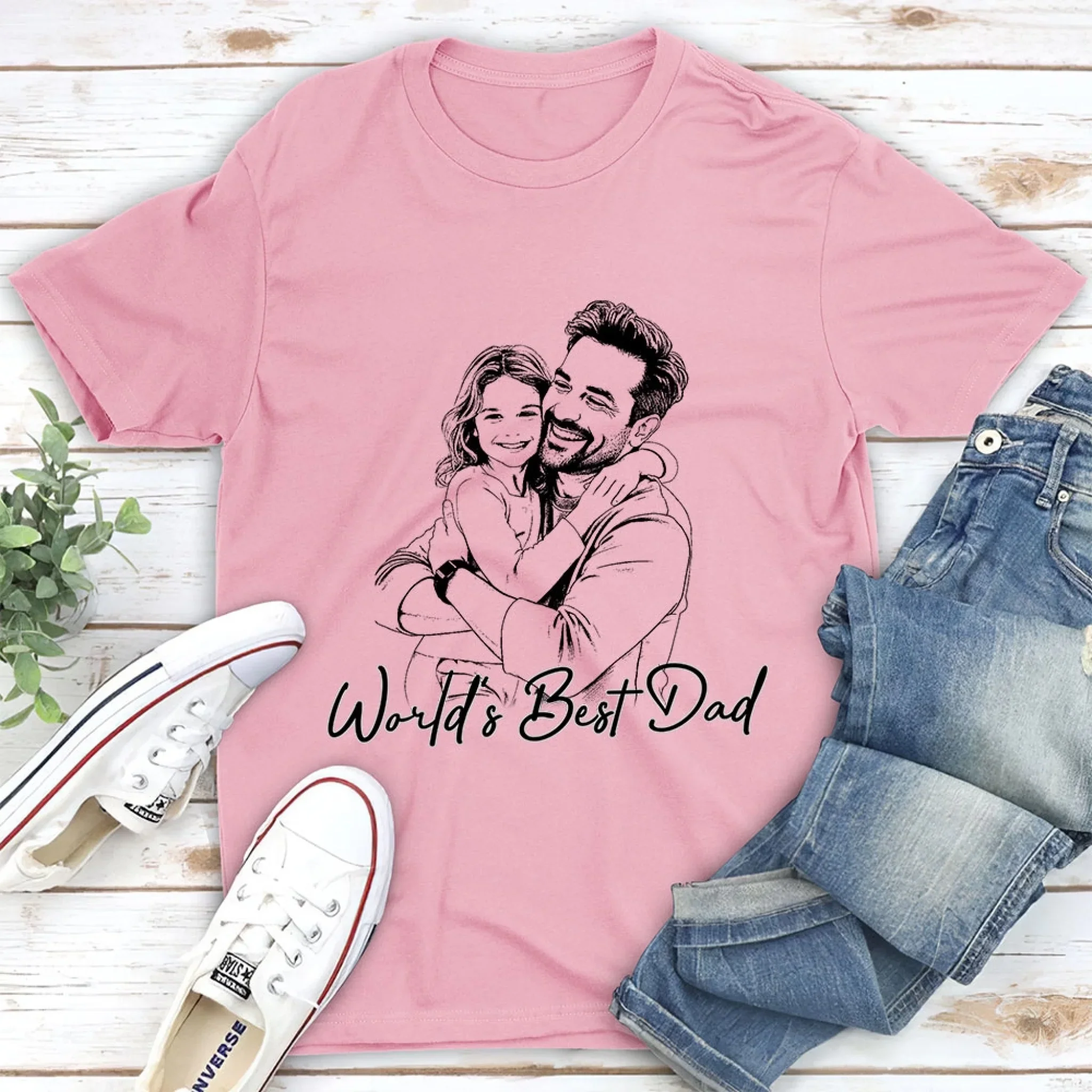 Pencil Sketch Best Dad Grandpa Ever - Personalized Custom Shirt - Image 2