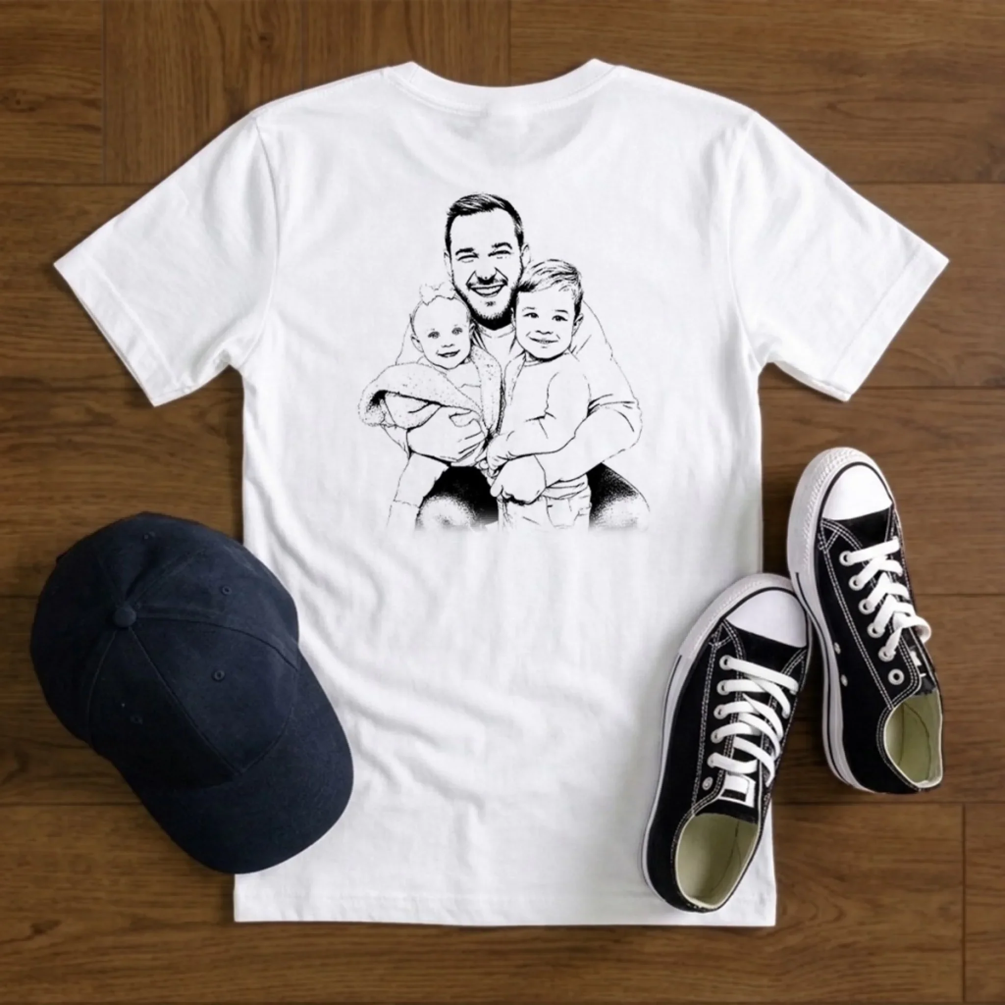 Pencil Sketch Fist Bump Dad - Personalized Custom Shirt - Image 5