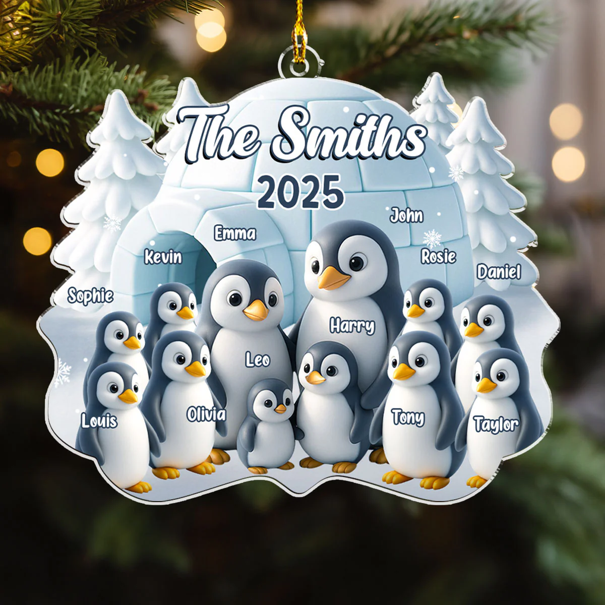 Penguin Family - Personalized Custom Acrylic Ornament - Image 5