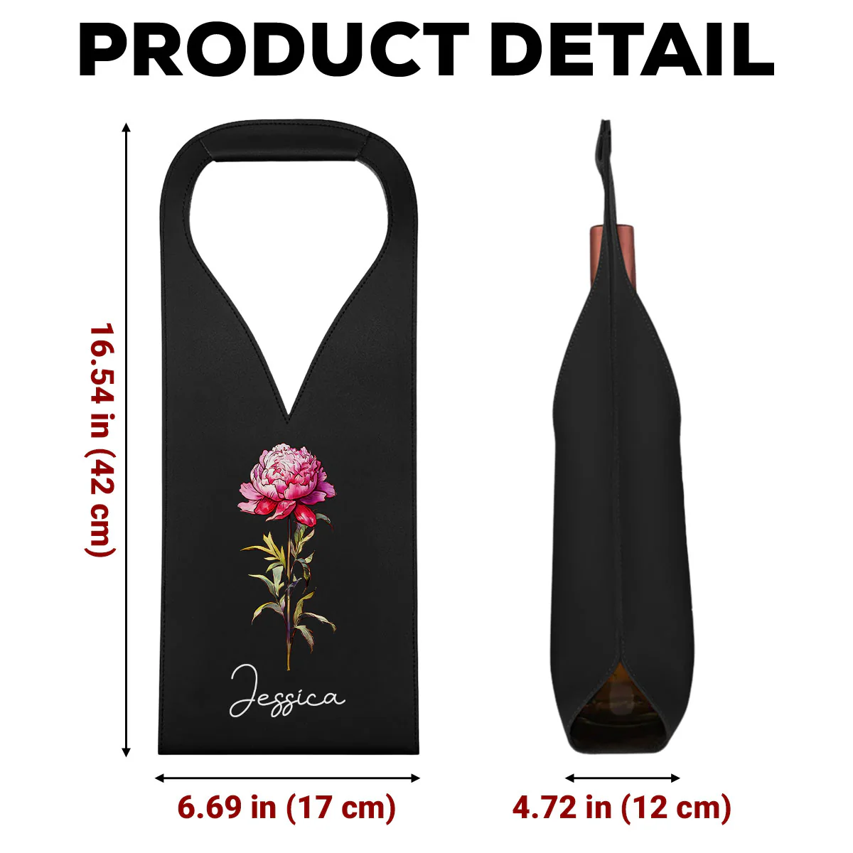 Bloom Where We Grow - Personalized Custom Leather Wine Bag - Image 6