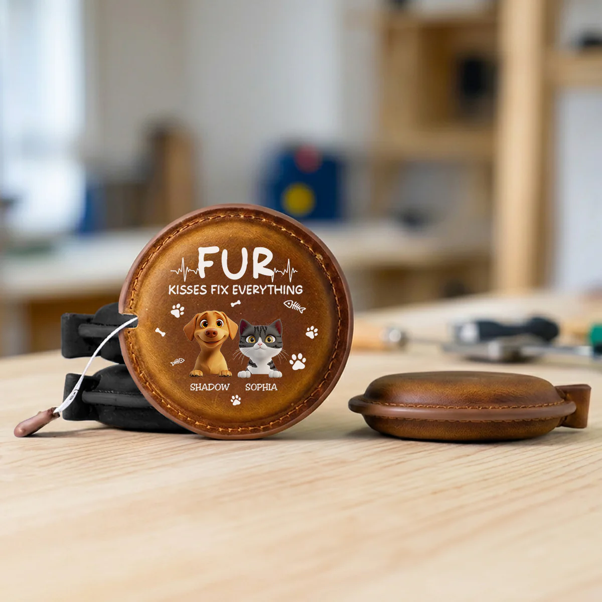 Pet Kisses - Personalized Custom Leather Tape Measure - Image 5