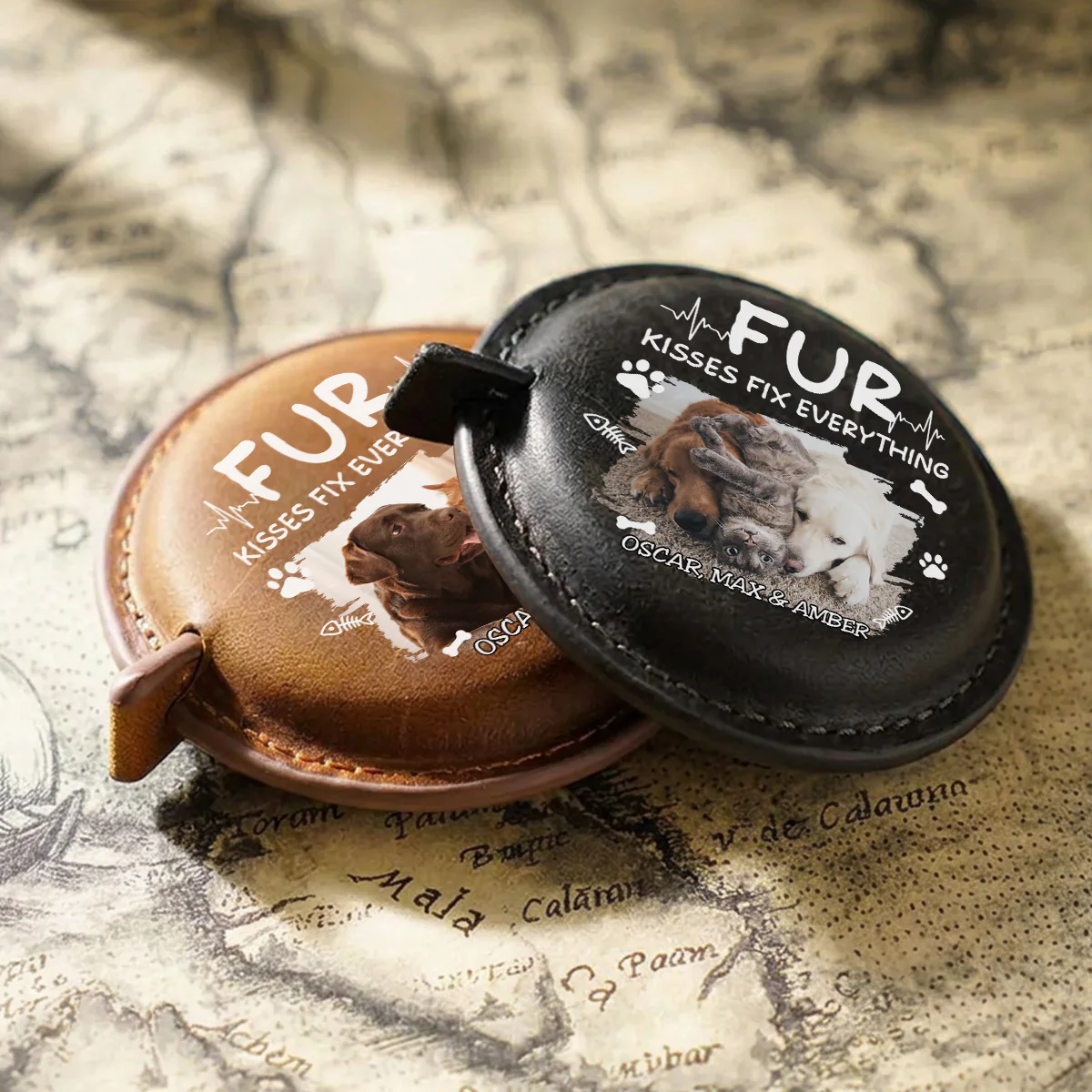 Pet Kisses Photo - Personalized Custom Leather Tape Measure - Image 4