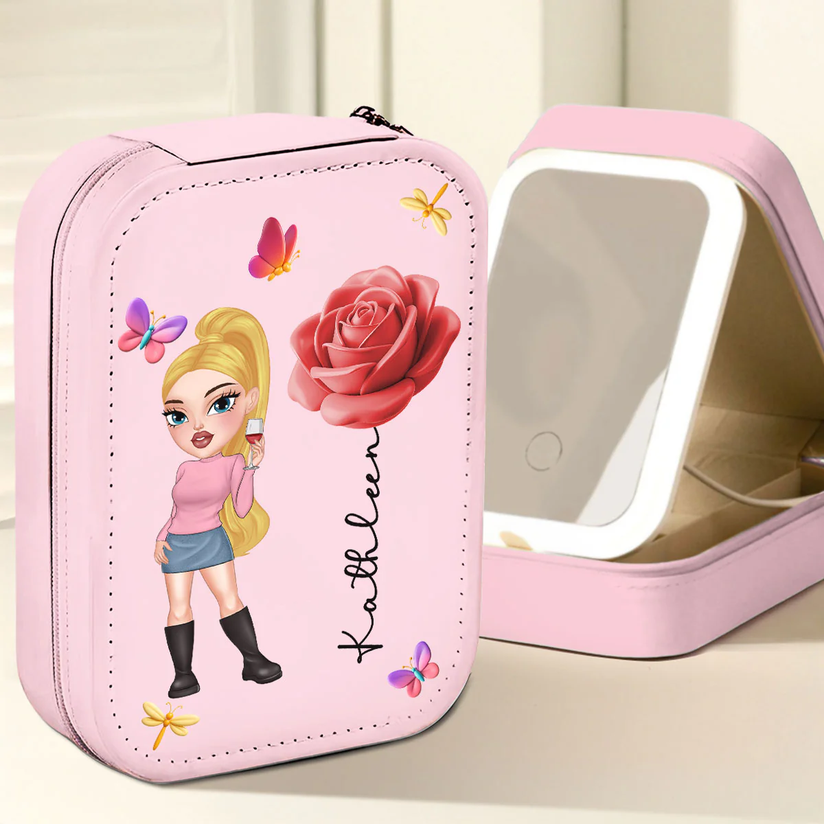 Petal Queen - Personalized Custom Jewelry Box With LED Mirror