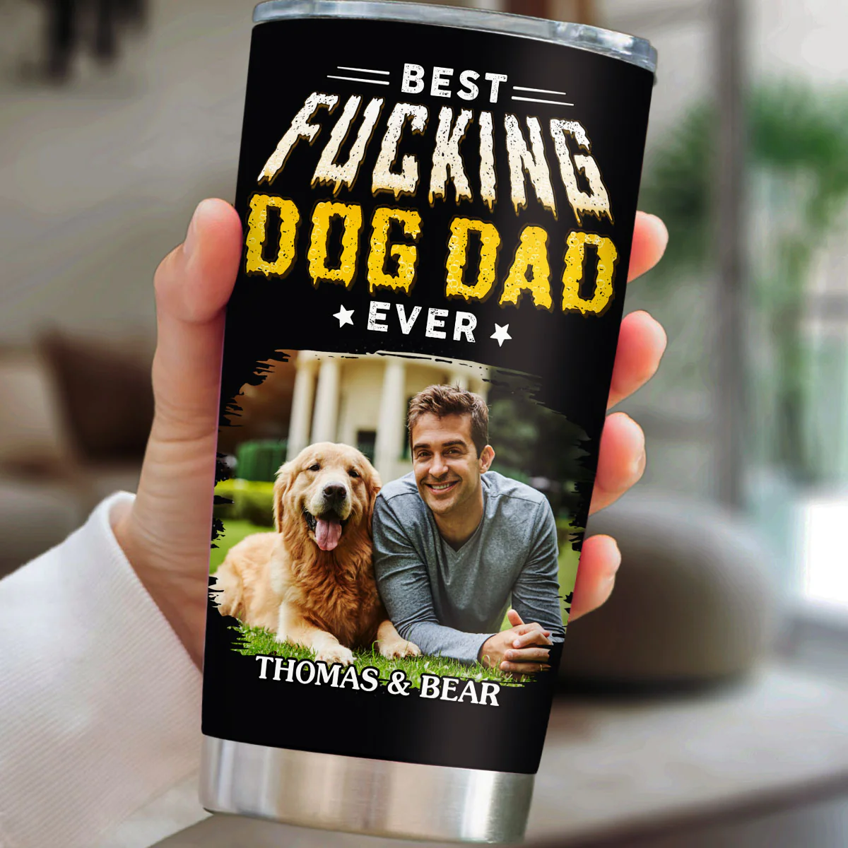 Pets Dad Champion Photo - Personalized Custom Tumbler - Image 2