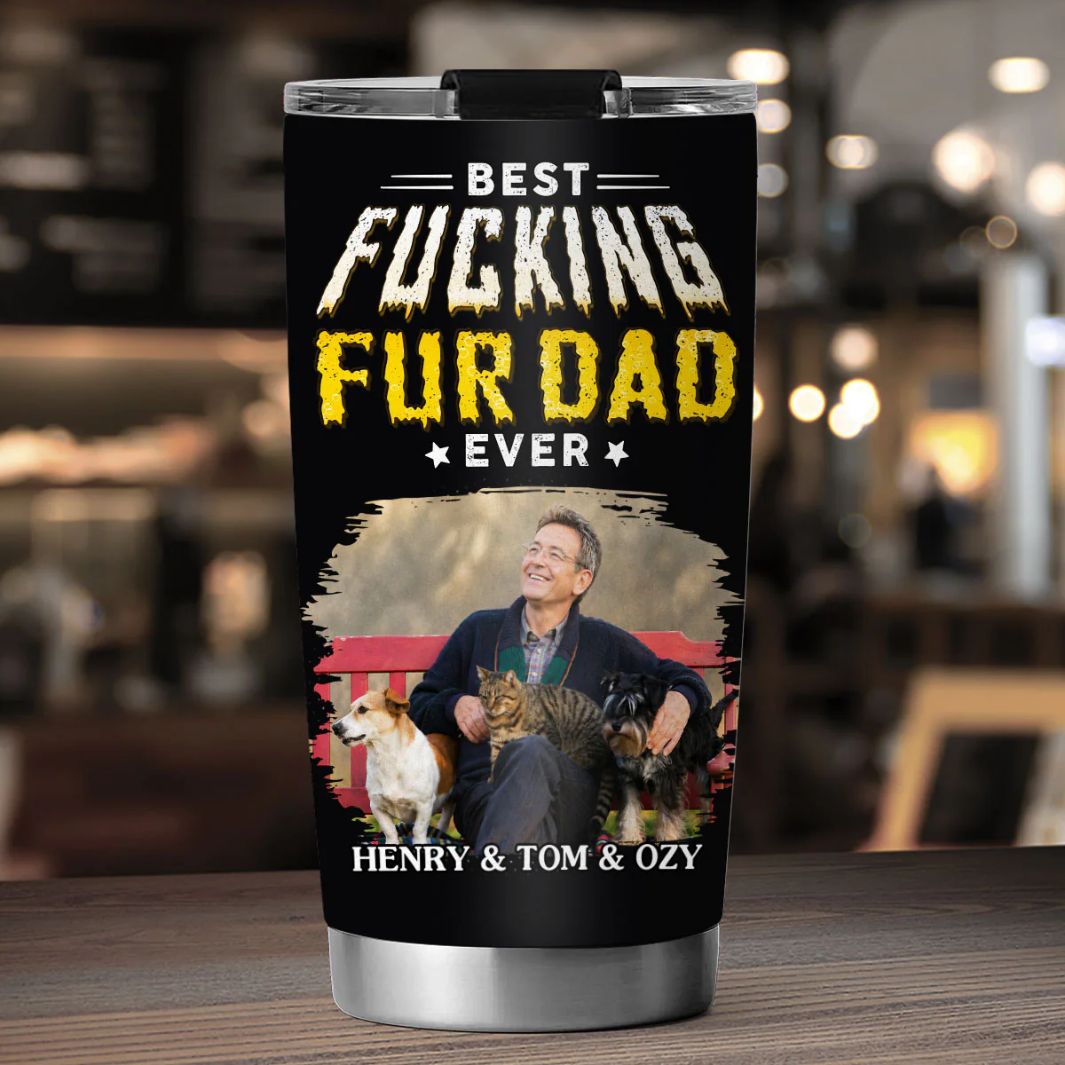 Pets Dad Champion Photo - Personalized Custom Tumbler - Image 3