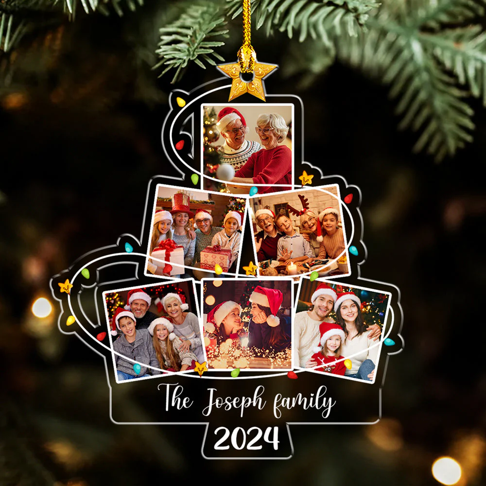 Photo Family Christmas Tree 2 - Personalized Custom Acrylic Ornament - Image 3