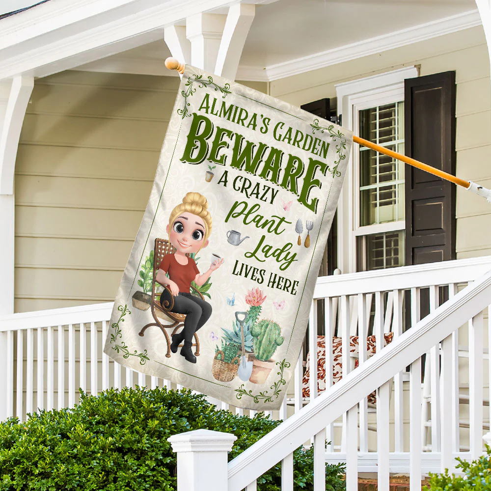 Plant Lady Lives Here - Personalized Custom Flag - Image 5
