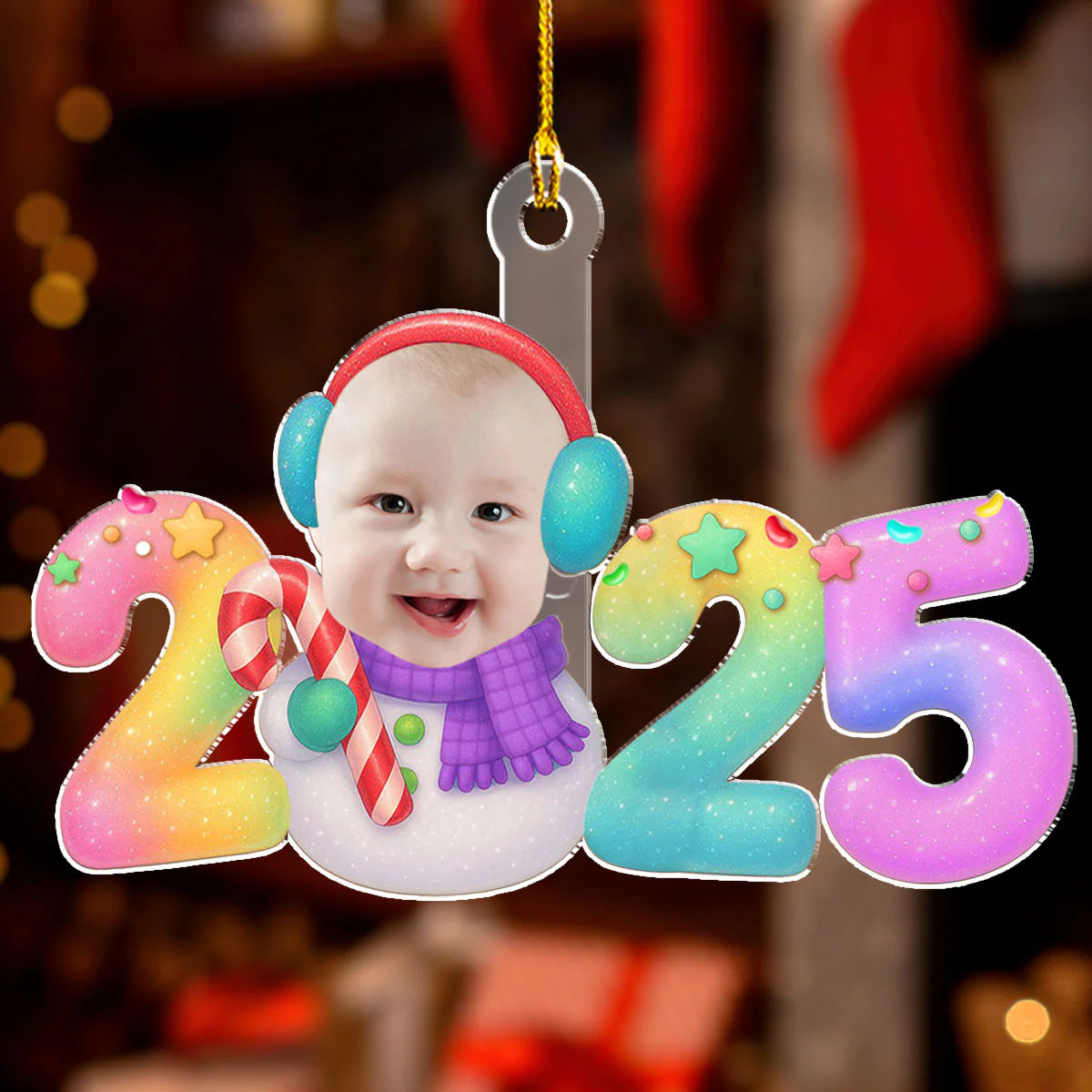 Playful Snowman - Personalized Custom Acrylic Ornament - Image 3