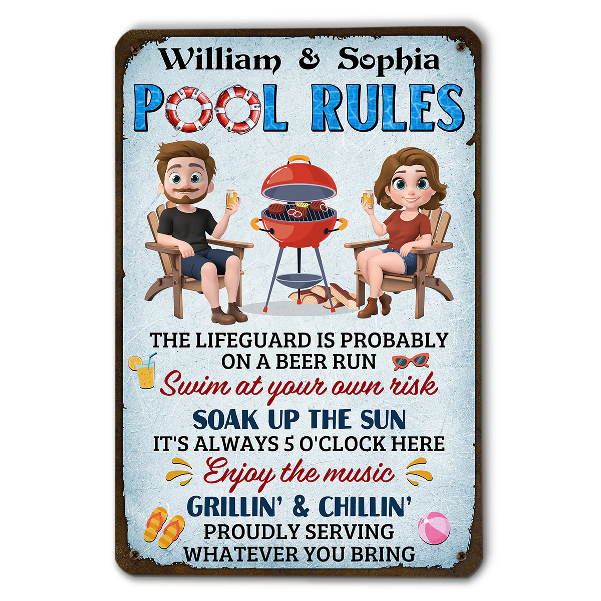 Pool Rules - Personalized Custom Metal Sign