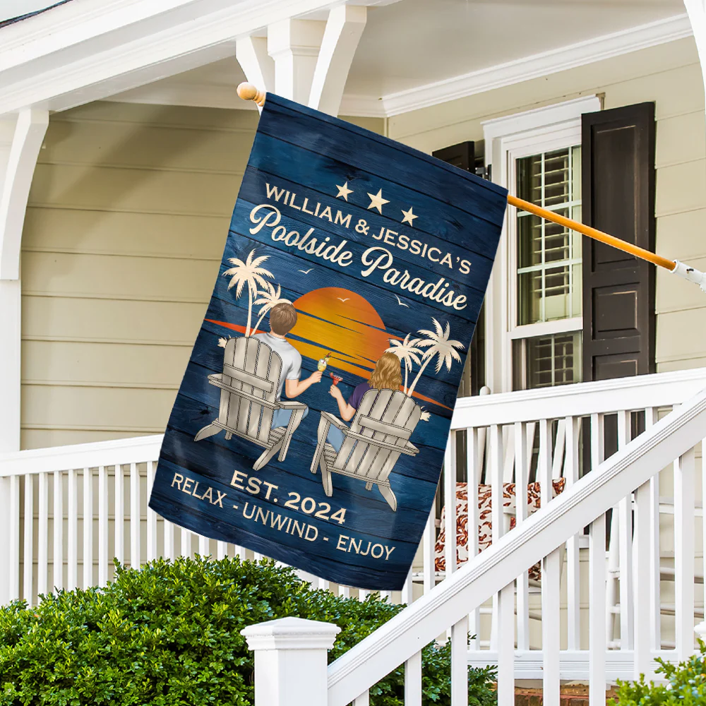Poolside Paradise - Personalized Custom Flag - Image 3