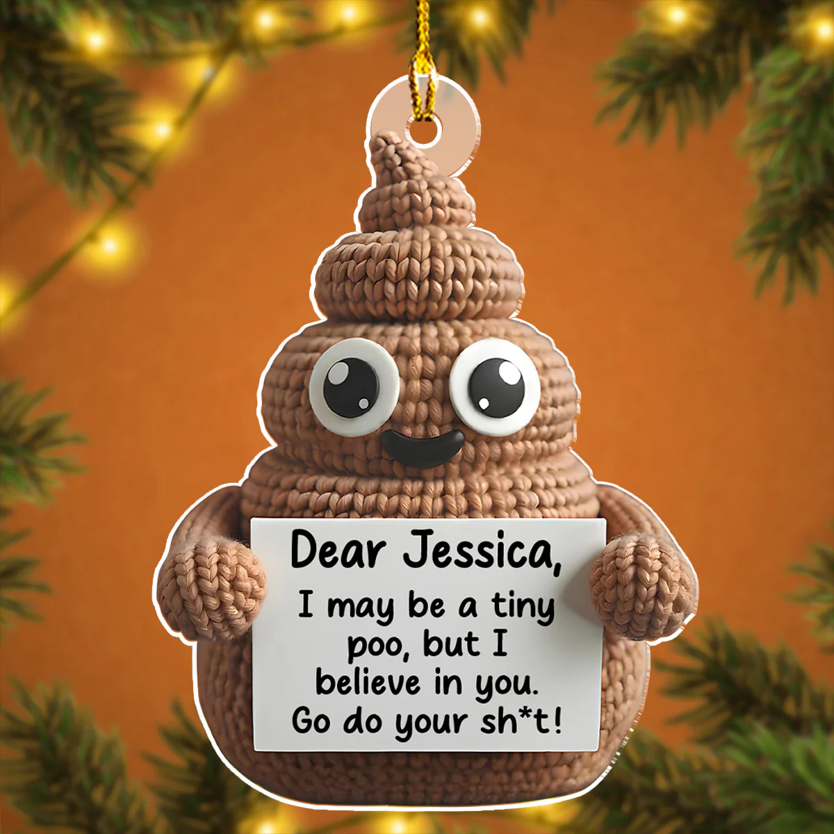 Positive Poo - Personalized Custom Acrylic Ornament - Image 3