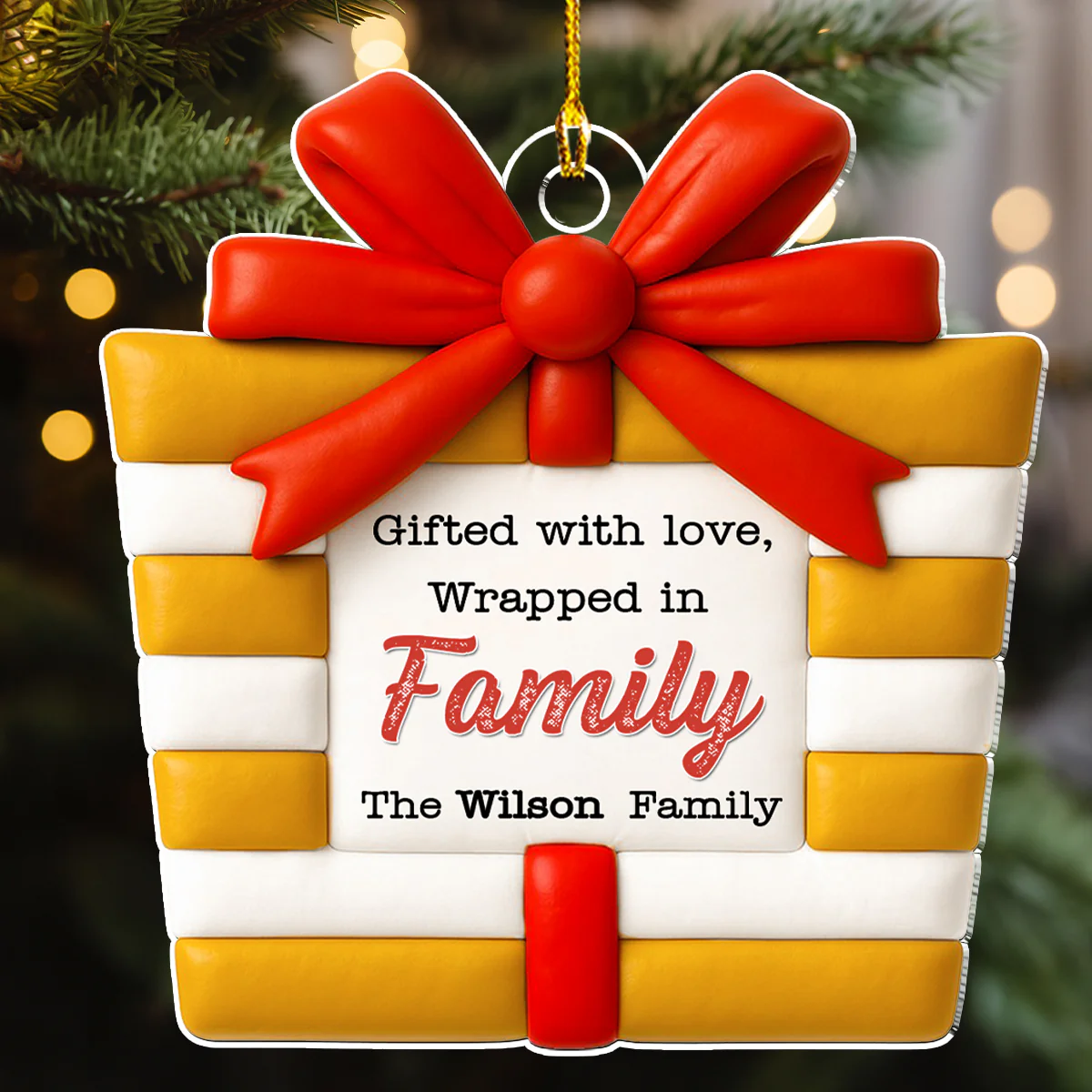 Present Is A Gift - Personalized Custom 3D Effect Acrylic Ornament - Image 3