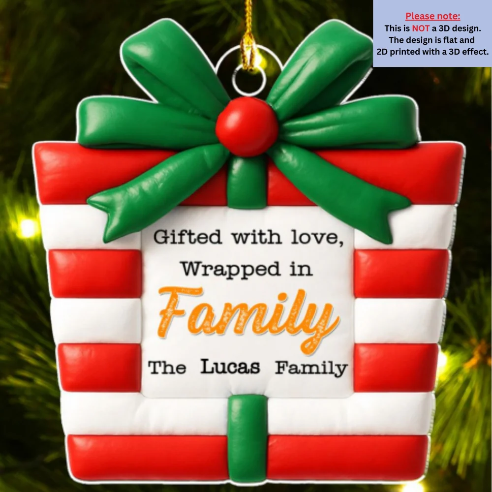 Present Is A Gift - Personalized Custom 3D Effect Acrylic Ornament - Image 6