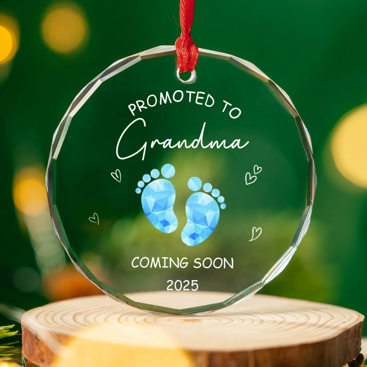 Promoted To Grandparents - Personalized Custom Glass Ornament - Image 2