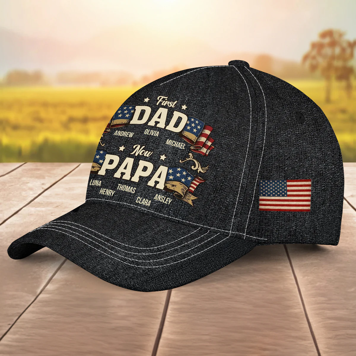 Promoted To Papa - Personalized Custom Classic Cap - Image 2