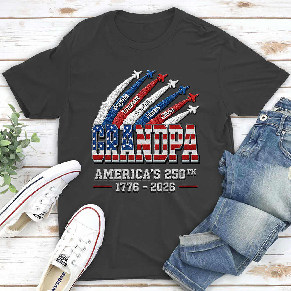 Proud Dad Grandpa American 250th - Personalized Custom 3D Effect Shirt - Image 2