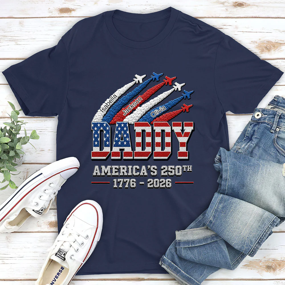 Proud Dad Grandpa American 250th - Personalized Custom 3D Effect Shirt - Image 3