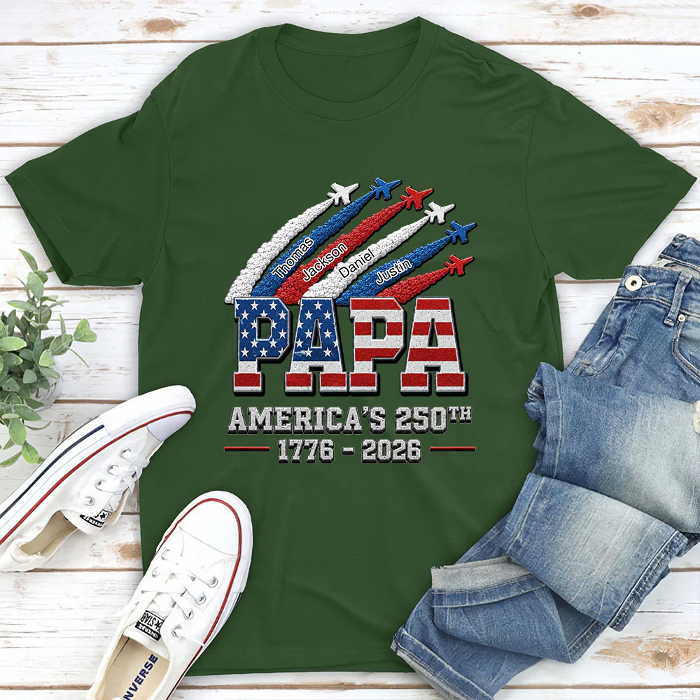 Proud Dad Grandpa American 250th - Personalized Custom 3D Effect Shirt - Image 4