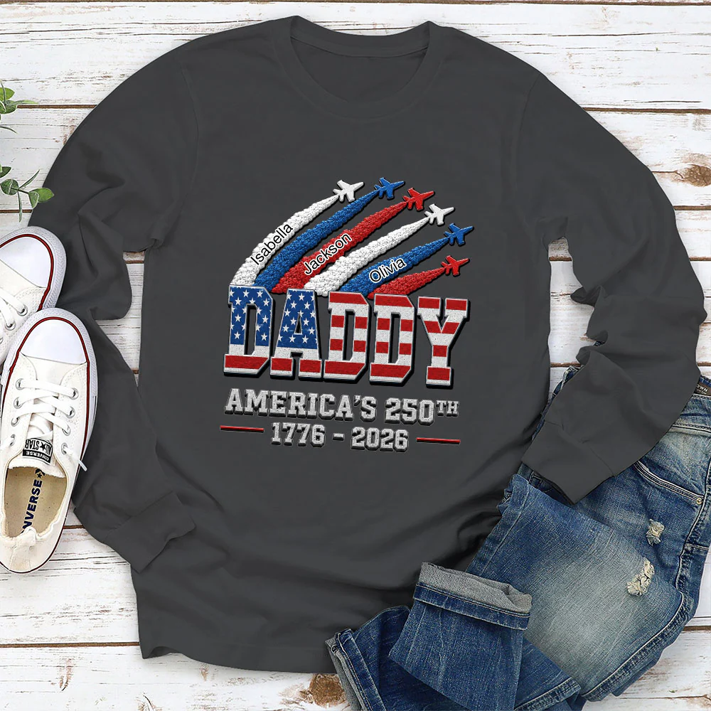 Proud Dad Grandpa American 250th - Personalized Custom 3D Effect Shirt - Image 5