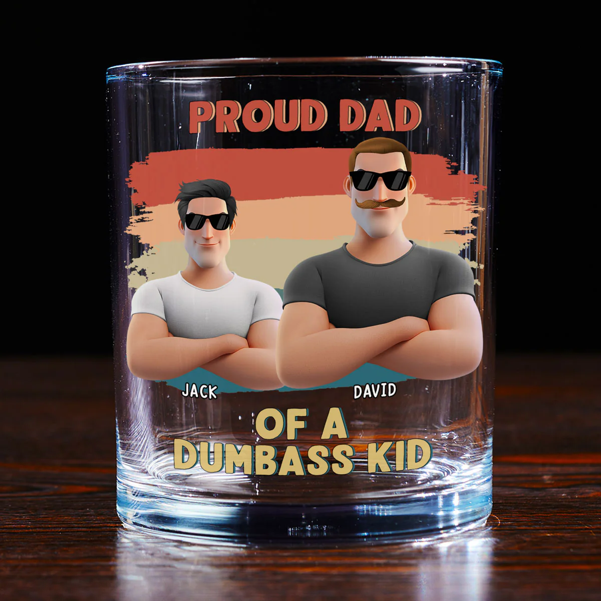 Proud Dad Of A Few Crazy Kids - Personalized Custom Whiskey Glass - Image 2