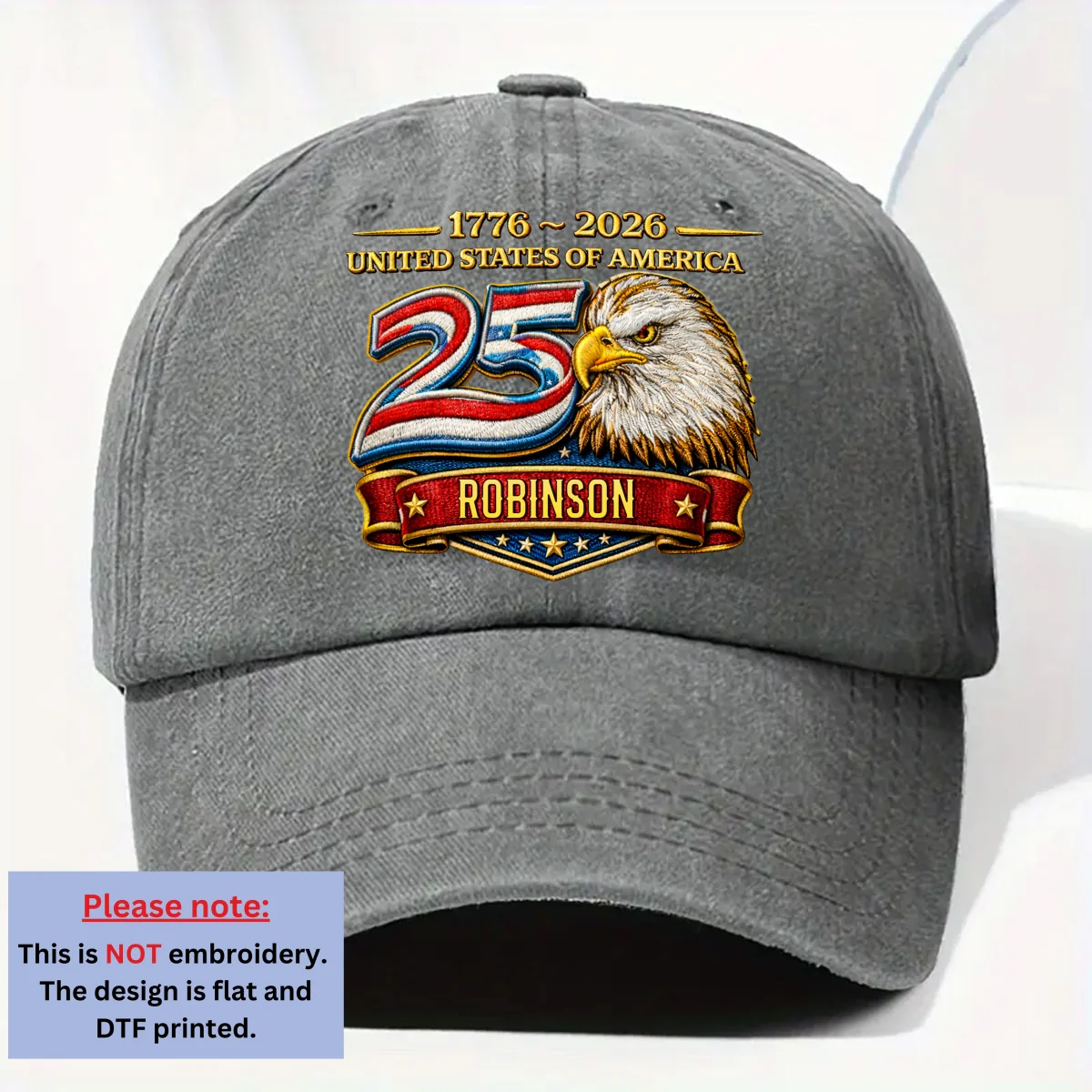 Proud Of Being American - Personalized Custom Vintage Washed Denim Cap - Image 8