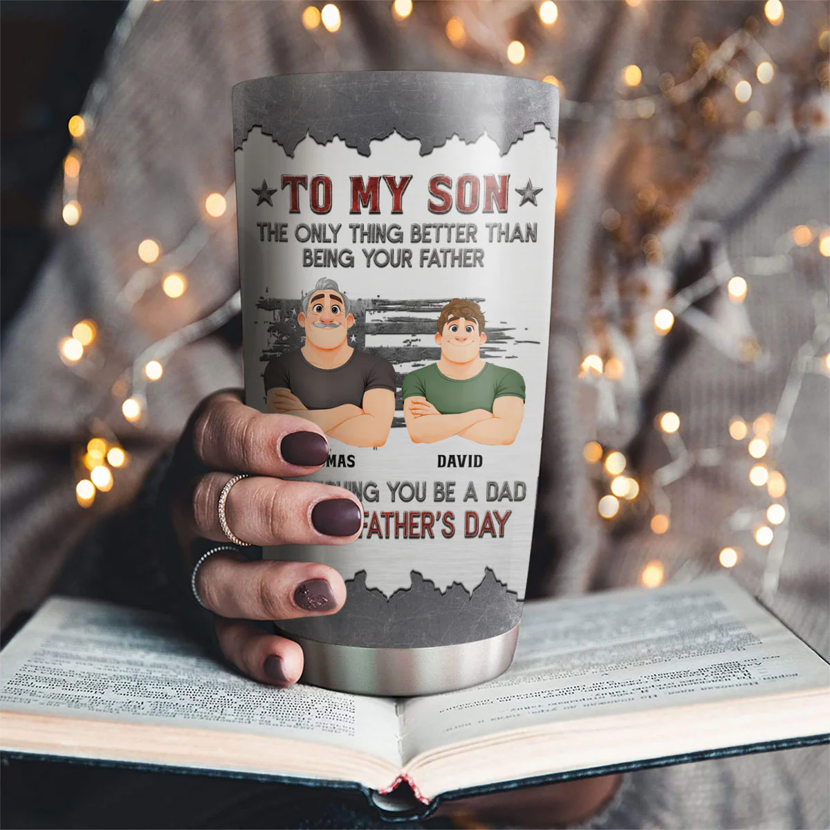 Proud Of My Son Be A Dad - Personalized Custom Tumbler - Image 2