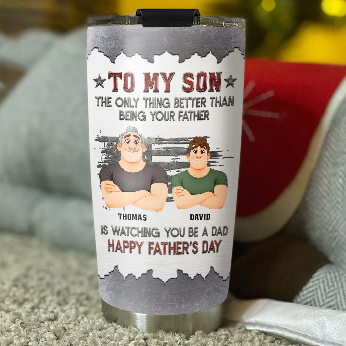 Proud Of My Son Be A Dad - Personalized Custom Tumbler - Image 3