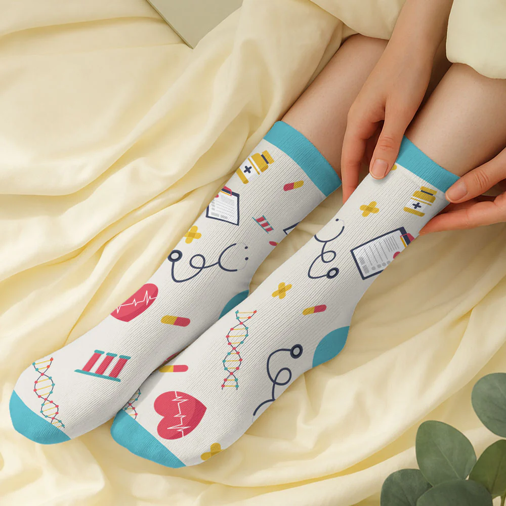 Proud To Be A Nurse - Personalized Custom Crew Socks - Image 3