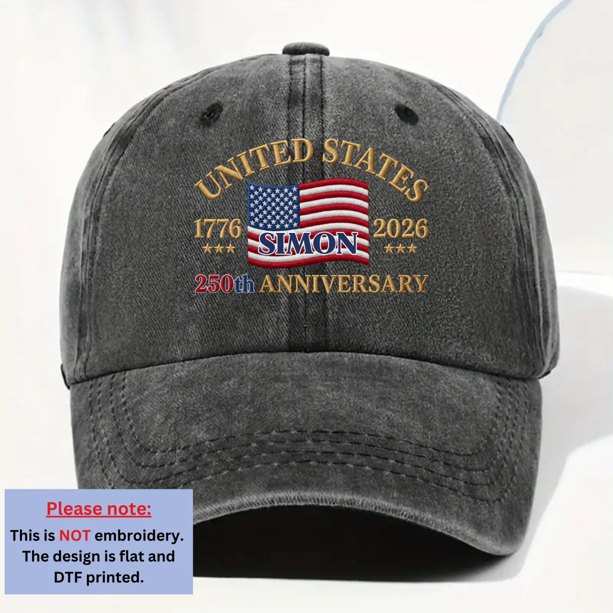 Proud To Be American - Personalized Custom Vintage Washed Denim Cap - Image 7