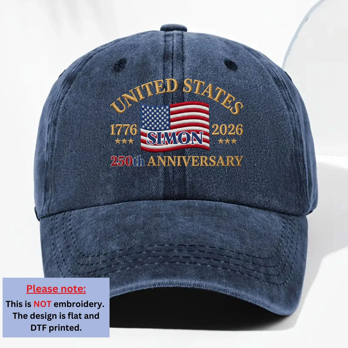 Proud To Be American - Personalized Custom Vintage Washed Denim Cap - Image 9