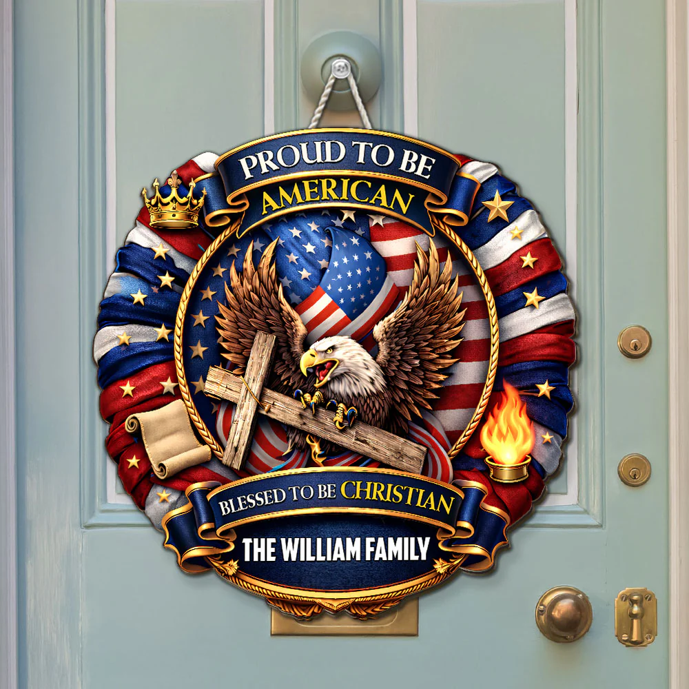 Proud To Be American - Personalized Custom Wood Sign - Image 3