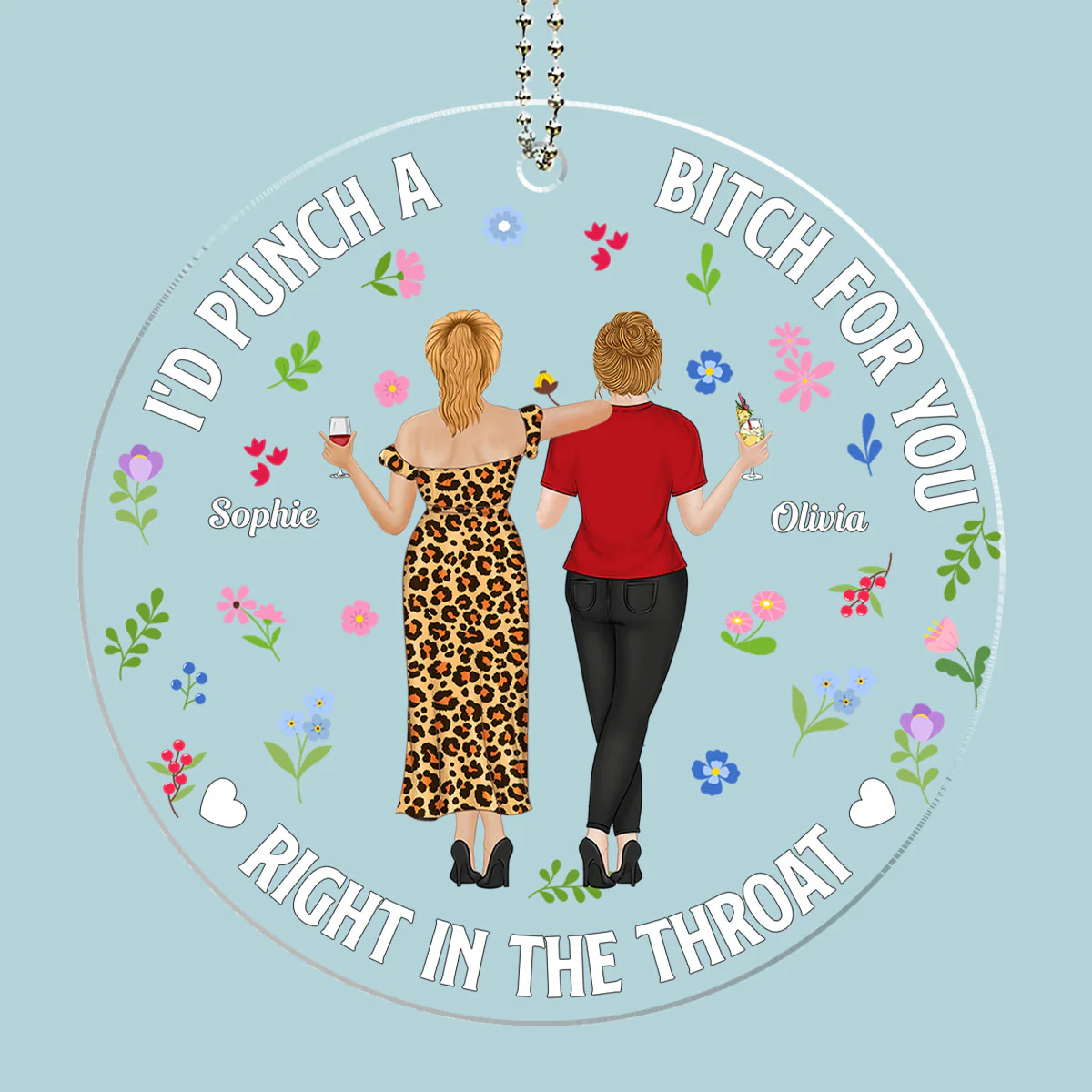 Punch Bitch Besties - Personalized Custom Car Ornament