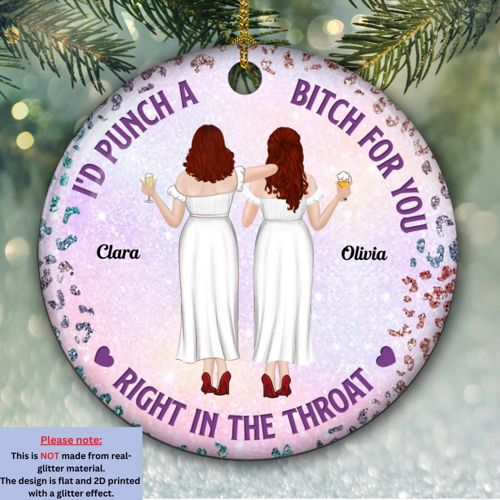 Punch Bitch Besties - Personalized Custom Ceramic Ornament - Image 6