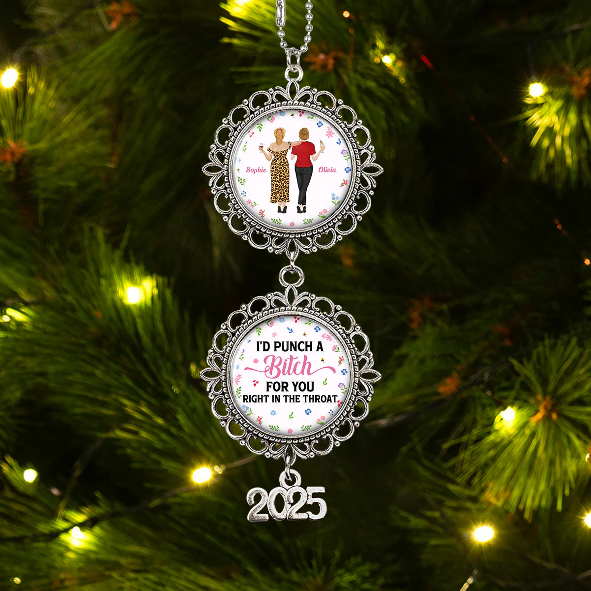 Punch Bitch Besties - Personalized Custom Charming Ornament - Image 4