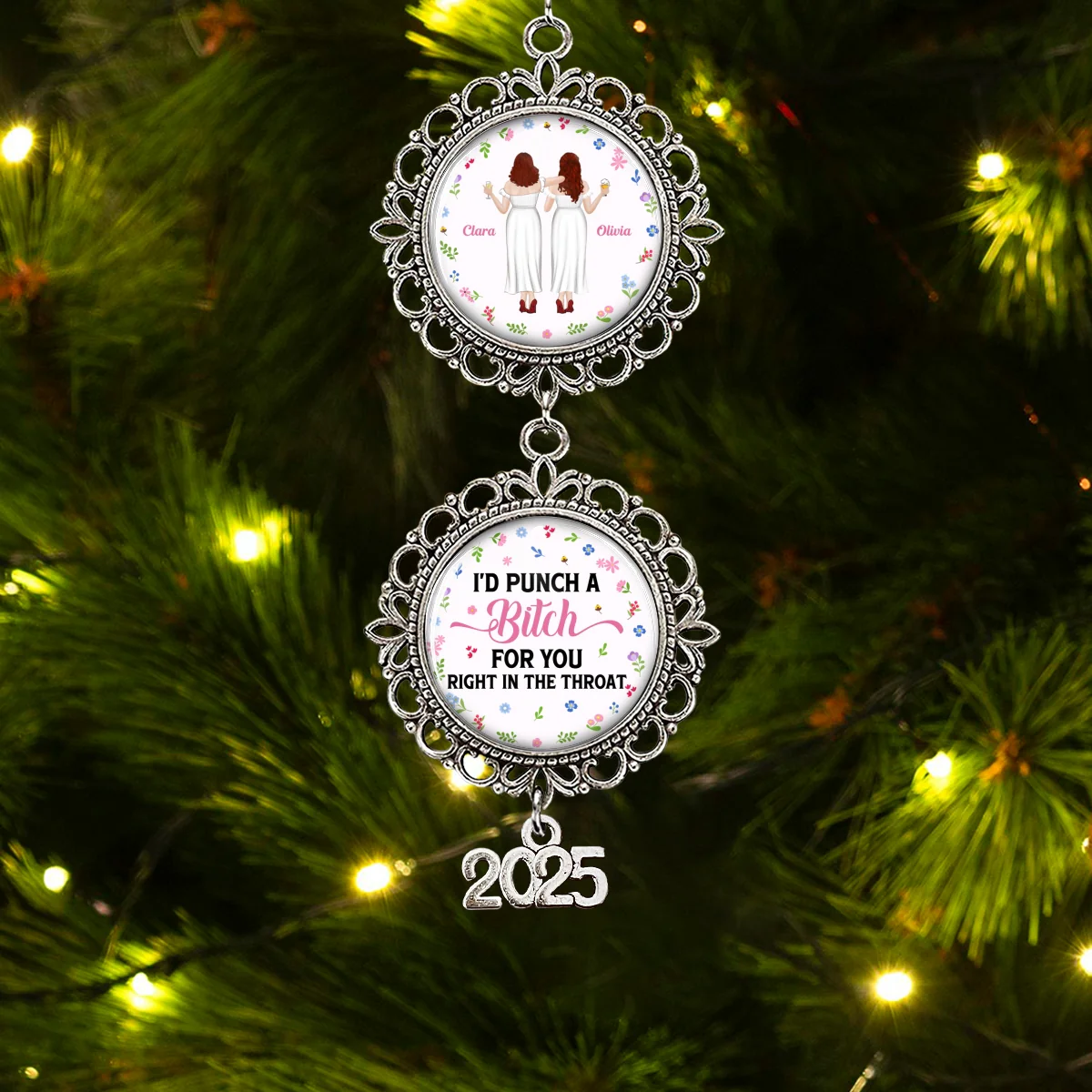 Punch Bitch Besties - Personalized Custom Charming Ornament - Image 6