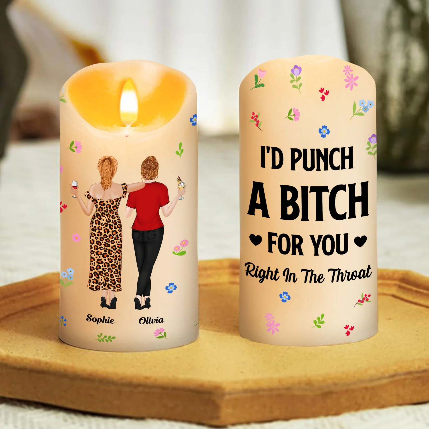 Punch Bitch Besties - Personalized Custom LED Candle - Image 3