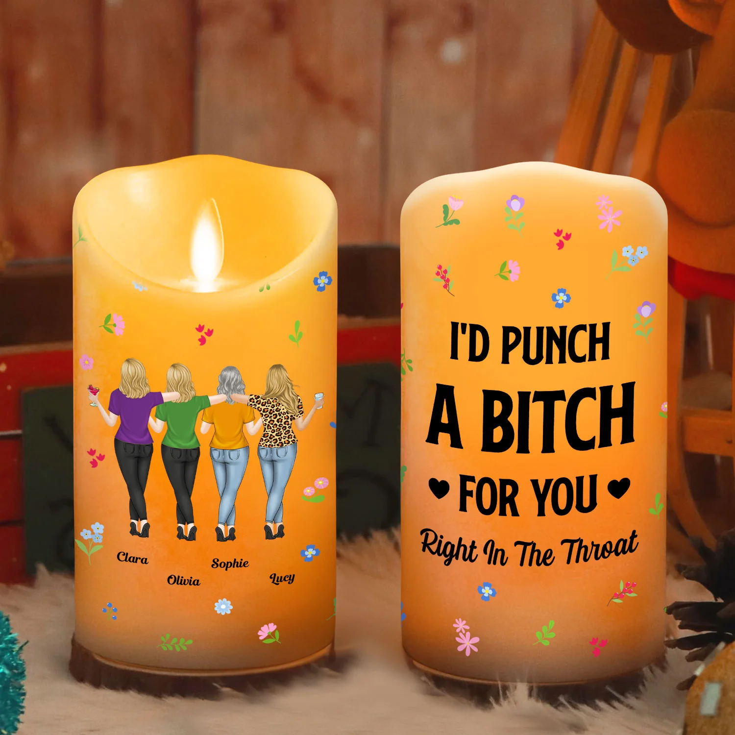 Punch Bitch Besties - Personalized Custom LED Candle - Image 5