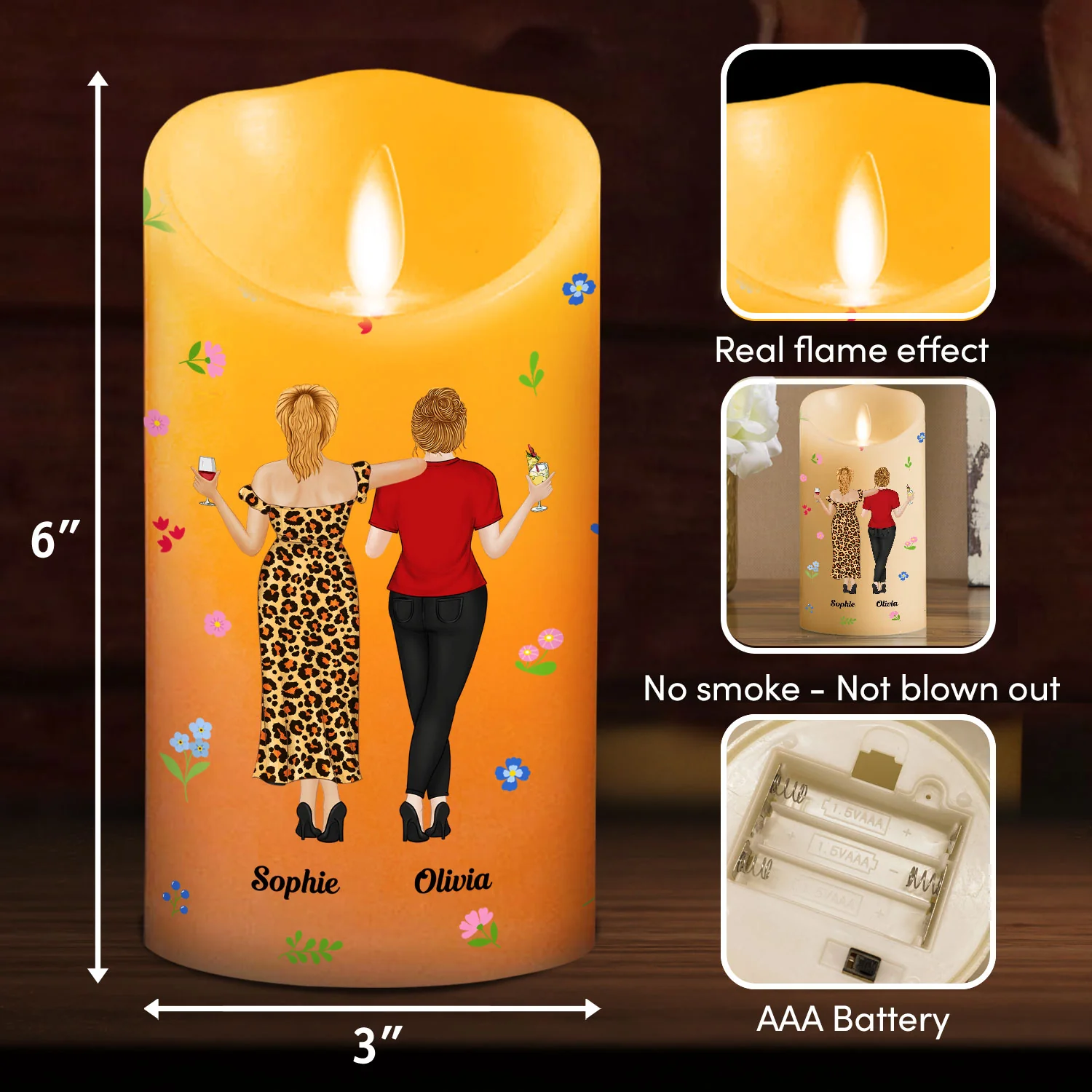 Punch Bitch Besties - Personalized Custom LED Candle - Image 6
