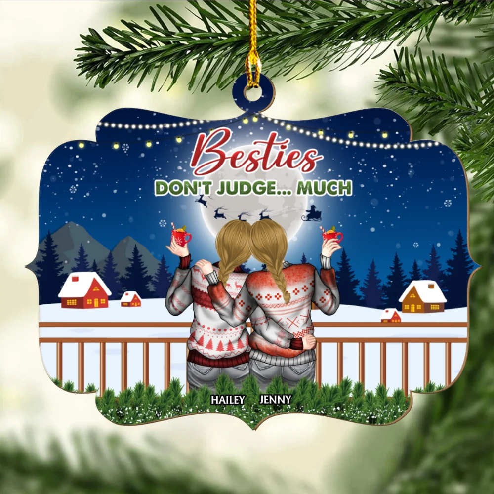 Punch Bitch Besties - Personalized Custom Wood Ornament - Image 6
