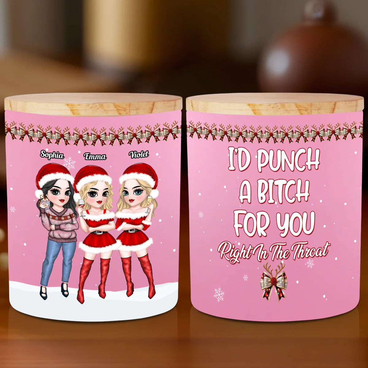 Punch Bitch - Personalized Custom Glass Jar With LED Candle - Image 2