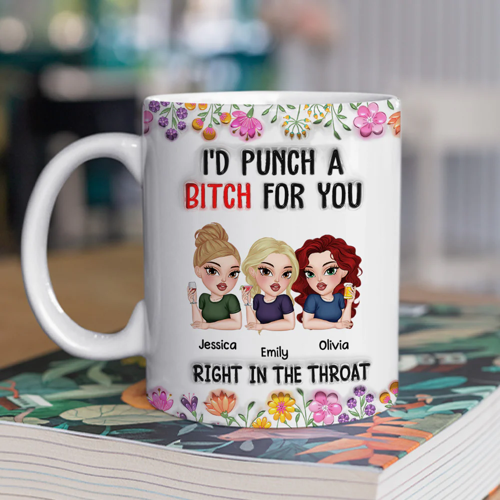 Punch For You My Bestie - Personalized Custom 3D Inflated Effect Mug - Image 3