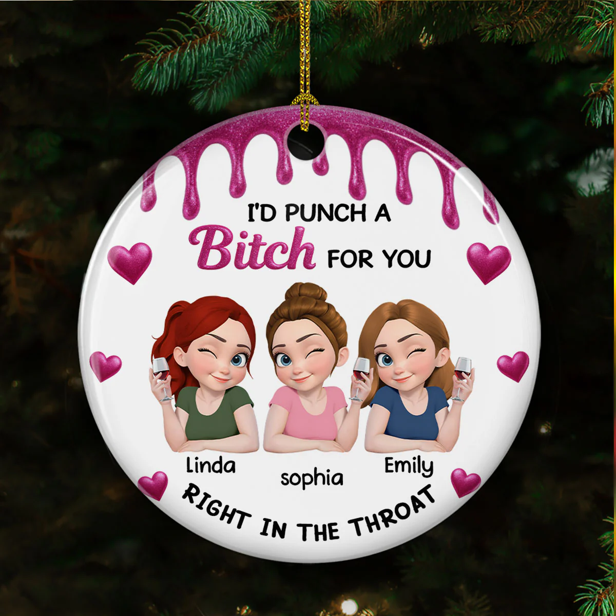 Punch For You My Girl - Personalized Custom Ceramic Ornament - Image 3