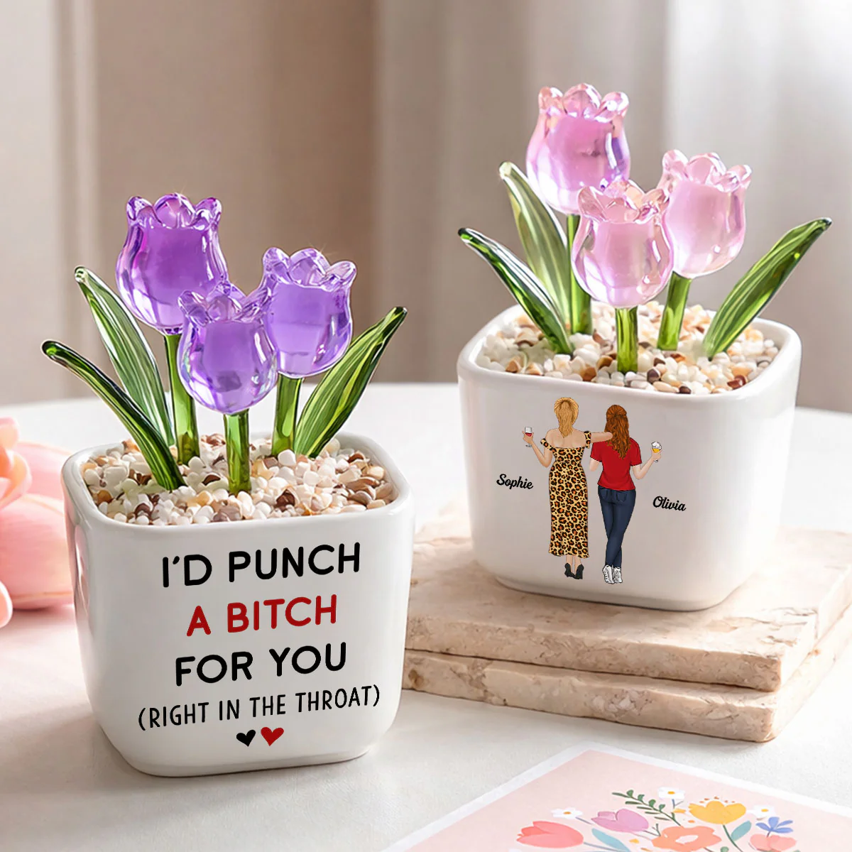 Punch For You - Personalized Custom Glass Everlasting Tulips