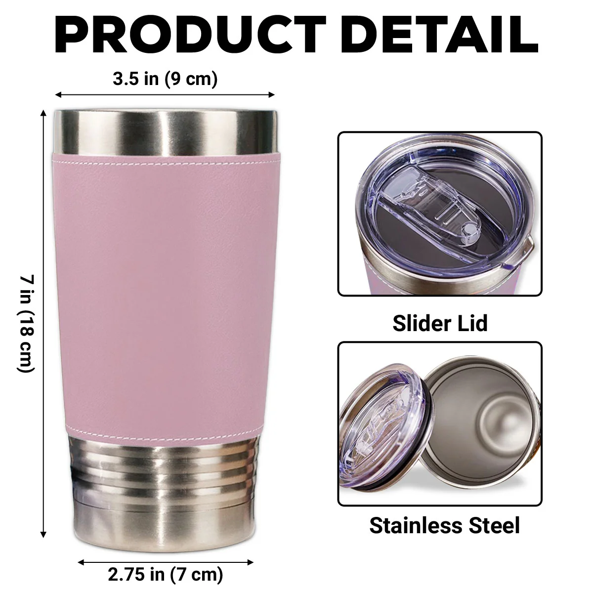 Punch For You - Personalized Custom Pink Leather Tumbler - Image 6