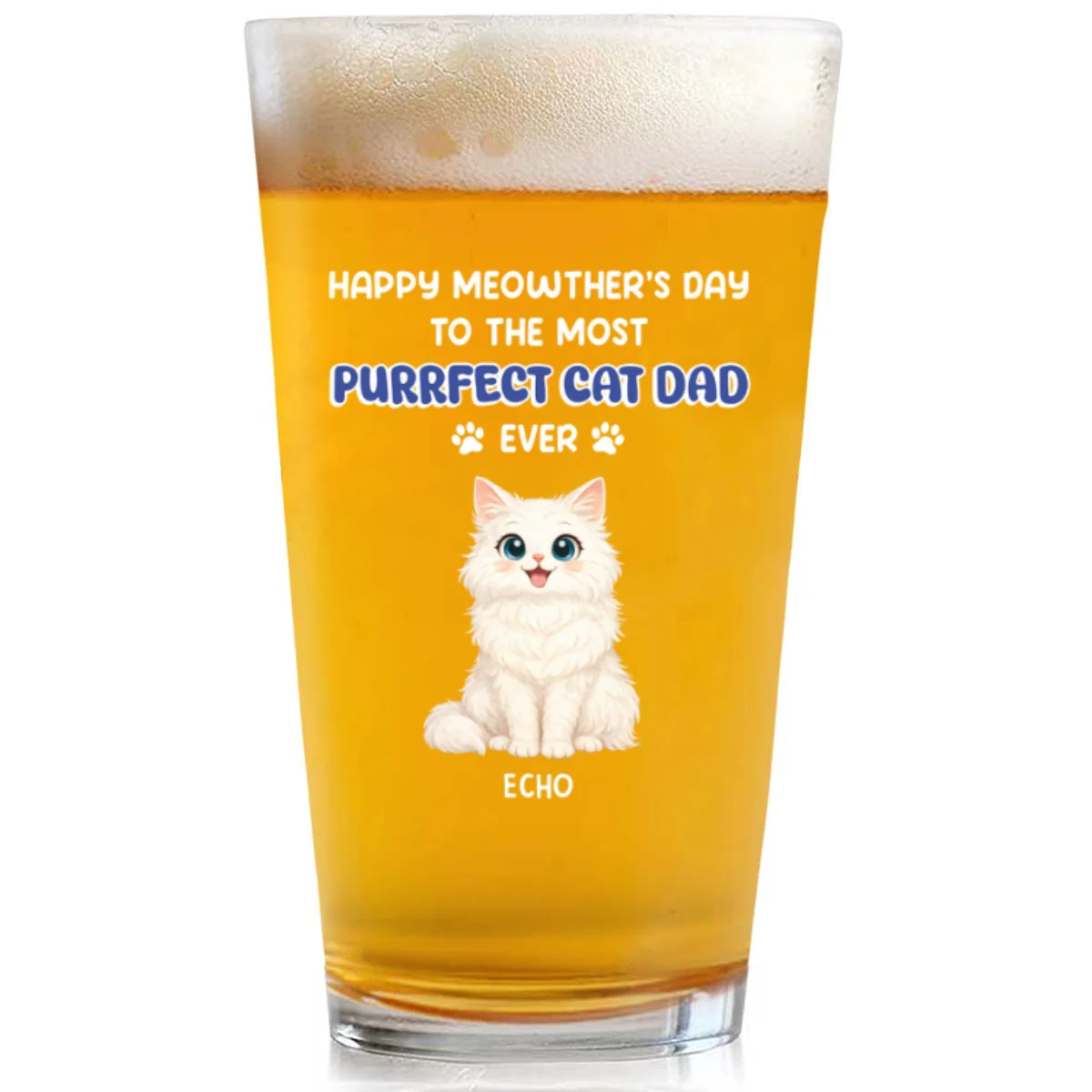 Purrfect Cat Daddy Of Us - Personalized Custom Beer Glass - Image 6