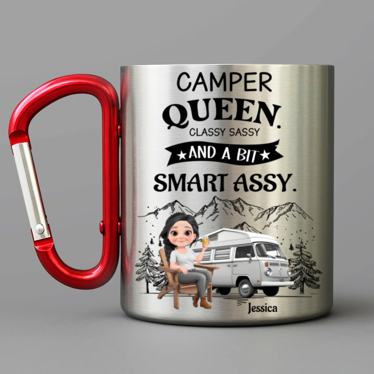 Queen Of The Campsite - Personalized Custom Carabiner Mug - Image 5