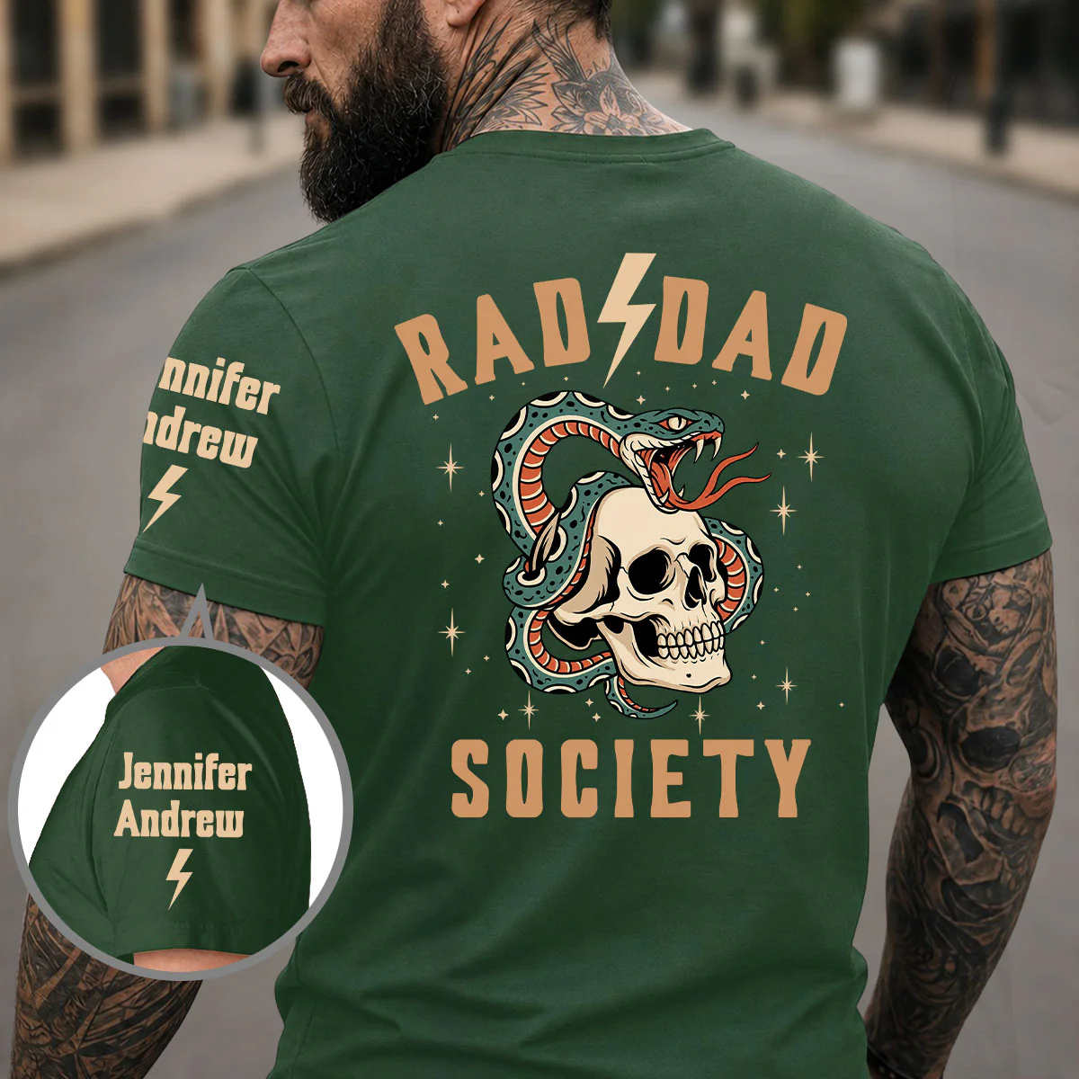 Rad Dad Society - Personalized Custom Shirt With Design On Sleeve - Image 5