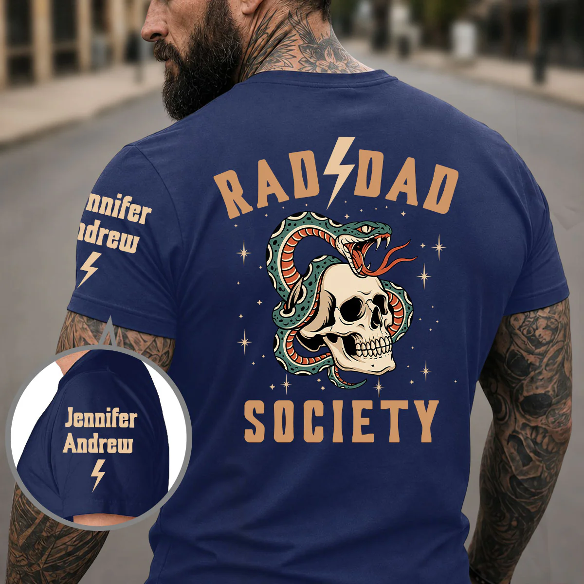 Rad Dad Society - Personalized Custom Shirt With Design On Sleeve - Image 6