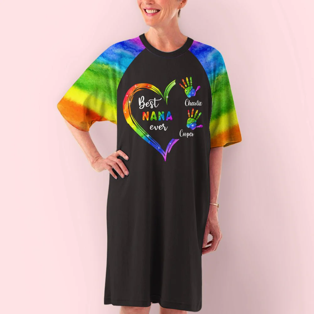 Rainbow Grandma Heart - Personalized Custom 3/4 Sleeve Dress - Image 5