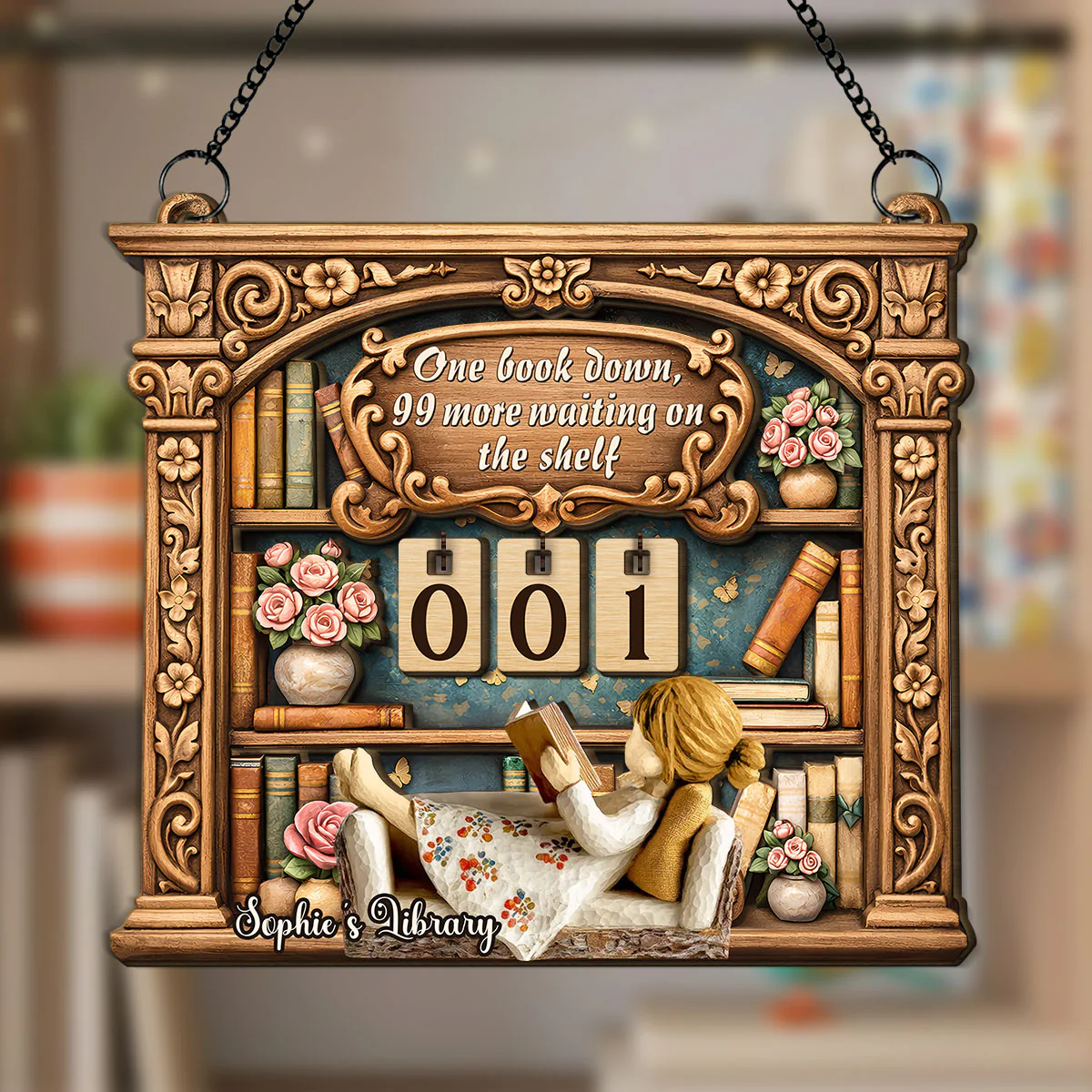 Reading On Sofa - Personalized Custom Tracker Sign